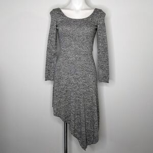 Alice + Olivia grey boat neck asymmetrical knit dress 2